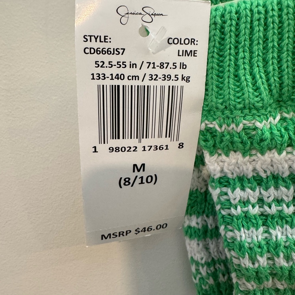 Jessica Simpson Green and White Striped Kids Knit Set, Sz M (8-10), NWT - Picture 5 of 10